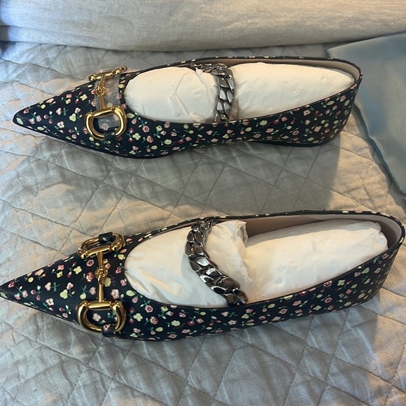 Gucci Liberty of London 38 1/2 infinity black holly print flats NIB size 8 - Picture 12 of 16